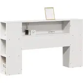 vidaXL Hoofdbord met opbergruimte 150 cm massief grenenhout wit