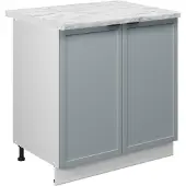Vicco Keukenonderkast Fame-Line, Licht blauw-grijs/Wit, 80 cm marmer werkblad
