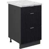 Vicco Keukenonderkast Fame-Line, Zwart gestreept/Antraciet, 50 cm, WB Marmer
