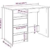 vidaXL Bureau 102x50x75 cm bewerkt hout wit