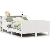 vidaXL Bed met boekenkast zonder matras grenenhout wit 160x200 cm
