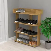 Roi - Schoenenrek 4 niveaus - Houten Schoenenrek - Honing Bruin - 65x65x29cm