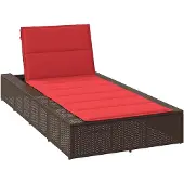 vidaXL Ligbed met zwevend kussen poly rattan bruin