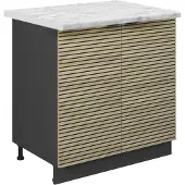 Vicco Keukenonderkast Fame-Line, Eiken paneel/Antraciet, 80 cm marmer werkblad