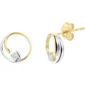 The Jewelry Collection Geelgouden Oorknoppen rond zirkonia 4022990