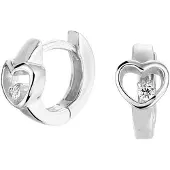 The Jewelry Collection Zilver Gerhodineerde Klapoorringen hart zirkonia 1332215