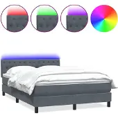 vidaXL Boxspring met matras en LED fluweel donkergrijs 160x210 cm
