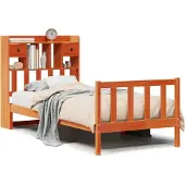 vidaXL Bed met boekenkast zonder matras grenenhout wasbruin 100x200 cm