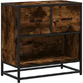 vidaXL Nachtkastje 60x31x60 cm bewerkt hout en metaal gerookt eiken