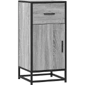 vidaXL Dressoir 35,5x35x76 cm bewerkt hout en metaal grijs sonoma