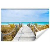 Karo-art 416cm X 254cm - Fotobehang - Pad naar blauwe zee, premium print, inclusief behanglijm