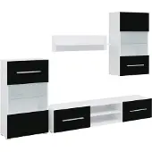 vidaXL 5-delige Tv-meubels met LED-verlichting bewerkt hout matzwart
