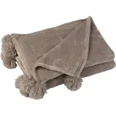 J-Line Plaid Pompom Taupe 170 X 130 Cm