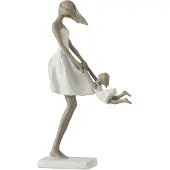 J-Line moeder spelend met dochter poly /taupe 18x8x31.5cm
