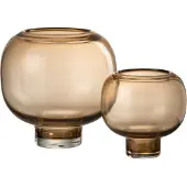 J-Line Vaas op voet rond glas lichtbruin large
