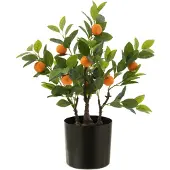 J-Line sinaasappelboom in pot - kunststof - oranje/groen - small