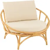 J-Line Stoel+Kussen Rotan/Textiel Naturel/Wit