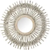 J-Line Spiegel Rond Zon Hout Whitewash