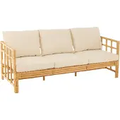 J-Line Sofa Elise+Kussen 3 Personen Rotan/Textiel Naturel/Wit