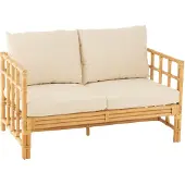 J-Line Sofa Elise+Kussen 2 Personen Rotan/Textiel Naturel/Wit