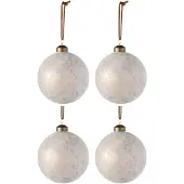 J-Line Doos met 4 kerstballen luipaardglas beige mix medium