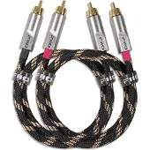 Fiio LR-RCA4S - RCA Audiokabel - Vergulde Connectoren - 20 cm - Zwart