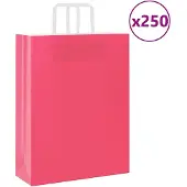 vidaXL Papieren zakken 250 st met hengsels 32x12x42 cm roze