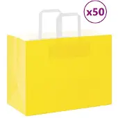 vidaXL Papieren zakken 50 st met hengsels 32x17x25 cm geel