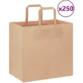 vidaXL Papieren zakken 250 st met hengsels 26x17x25 cm bruin