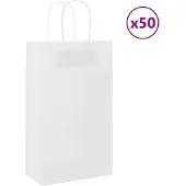vidaXL Papieren zakken 50 st met hengsels 21x11x36 cm wit