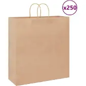 vidaXL Papieren zakken 250 st met hengsels 45x17x48 cm bruin