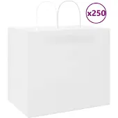 vidaXL Papieren zakken 250 st met hengsels 32x22x28 cm wit