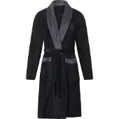 Gentlemen - heren badjas - coral fleece - zwart/grijs - S/M