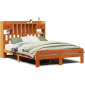 vidaXL Bed met boekenkast zonder matras grenenhout wasbruin 150x200 cm