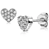 Zinzi zilveren oorknoppen hart wit 6mm ZIO1378Z