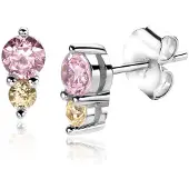 Zinzi 6mm zilveren oorknopjes rond roze champagne ZIO2501
