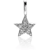 Zinzi zilveren ster hanger 13mm wit ZIH2138 (zonder collier)