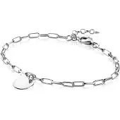 Zinzi zilveren armband paperclip schakel rond plaatje ZIA2166