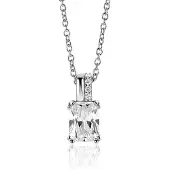 Zinzi zilveren hanger 14mm met rechthoekige witte zirconia en luxe hangoog ZIH2392 (zonder collier)