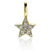 Zinzi zilveren ster hanger in geel verguld 13mm wit ZIH2138Y (zonder collier)