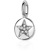 Zinzi zilveren ronde hanger ster wit ZIH2066 (zonder collier)