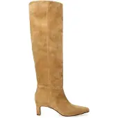 Manfield Beige suède hoge laarzen met hak | Maat 38