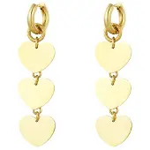 Yehwang Triple lover oorbellen - hartjes - Goudkleur