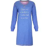 Irresistible Dames Nachthemd - Katoen - Wit Stippen - Blauw - Maat XXL