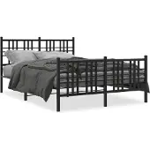 vidaXL Bedframe met hoofd- en voeteneinde metaal zwart 120x190 cm