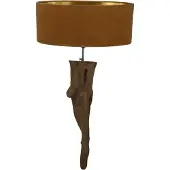 HSM Collection HSM Collection-Wandlamp met Ovale Kap-38x19x90-Bruin/Beige-Teak/Stof