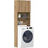 vidaXL Wasmachinekast 64x24x190 cm bewerkt hout artisanaal eikenkleur