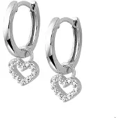 The Jewelry Collection TFT oorringen Hart Zirkonia Zilver Gerhodineerd Glanzend