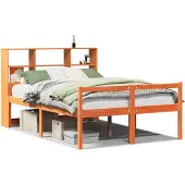 vidaXL Bed met boekenkast zonder matras hout wasbruin 160x200 cm