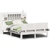 vidaXL Bed met boekenkast zonder matras grenenhout wit 140x200 cm